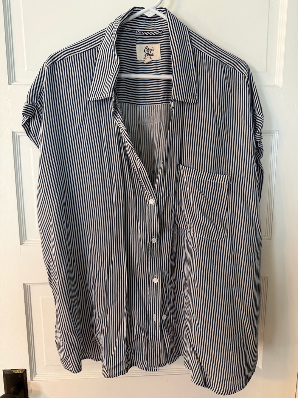 Classic Navy & White Striped Button-Down Shirt